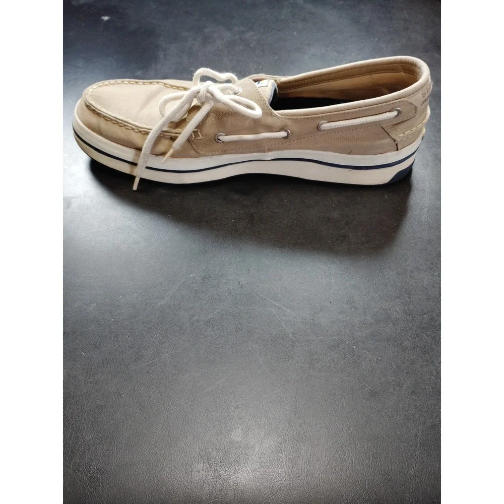 Sebago Docksides Men 13 Beige Canvas‎ Boat Shoes Casual Slip On Loafers Preppy